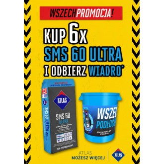 Atlas SMS 60 Ultra podkład cementowy samopoziomujący 25 kg *12szt+ 2 Wiadra
